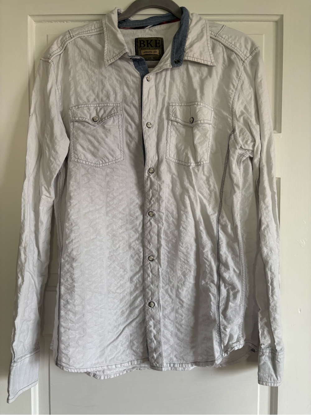 BKE Men’s White Lightweight Button-Front Shirt Jacket